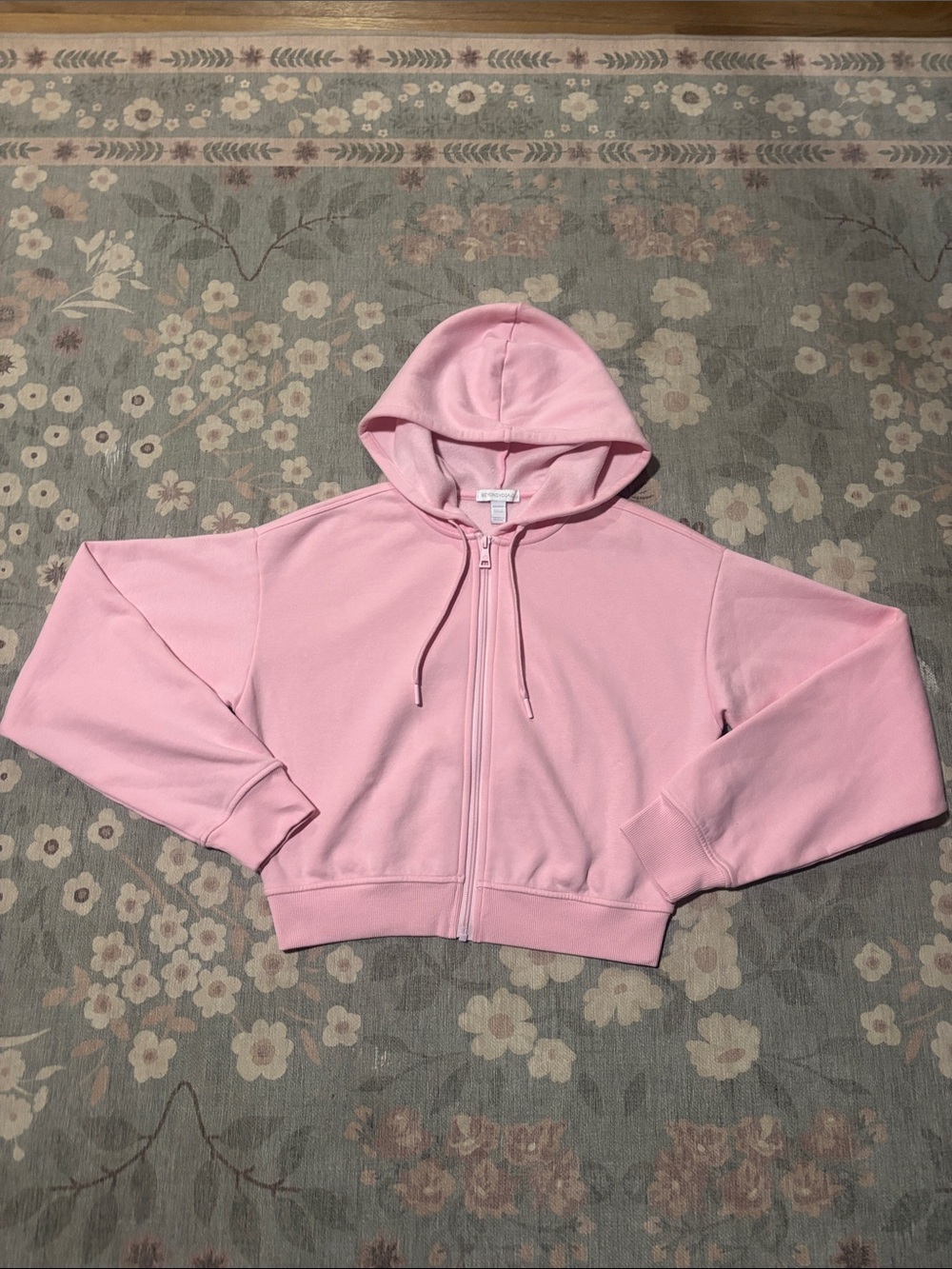 Beyond Yoga Cropped Pink Zip-Up Hoodie